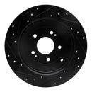 R1 10-21 Hyundai Santa Fe XL Rear Right Drilled & Slotted Black Brake Rotor