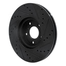 R1 03-23 Infiniti EX35 Front Left Drilled & Slotted Black Brake Rotor