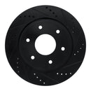 R1 05-07 Infiniti QX56 Front Right Drilled & Slotted Black Brake Rotor