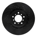R1 01-06 BMW M3 Right Front Drilled & Slotted Black Brake Rotor