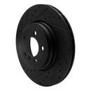 R1 02-05 BMW 760LI Rear Left Drilled & Slotted Black Brake Rotor