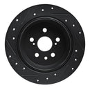 R1 86-93 Lexus ES250 Rear Right Drilled & Slotted Black Brake Rotor