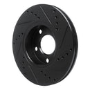 R1 85-91 Audi 200 Quattro Front Left Drilled & Slotted Black Brake Rotor