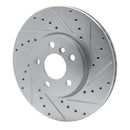 R1 16-24 Mini Cooper Clubman Front Right Drilled & Slotted Silver Brake Rotor