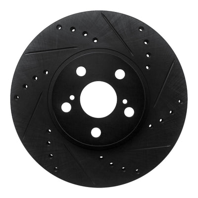 R1 94-99 Toyota Celica Front Right Drilled & Slotted Black Brake Rotor