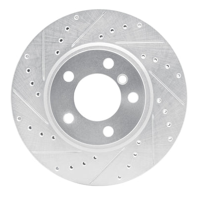R1 11-16 Mini Cooper Countryman Front Left Drilled & Slotted Silver Brake Rotor