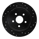 R1 07-18 Jeep Wrangler Rear Left Drilled & Slotted Black Brake Rotor
