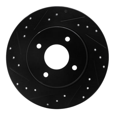 R1 84-85 Nissan 300ZX Rear Left Drilled & Slotted Black Brake Rotor