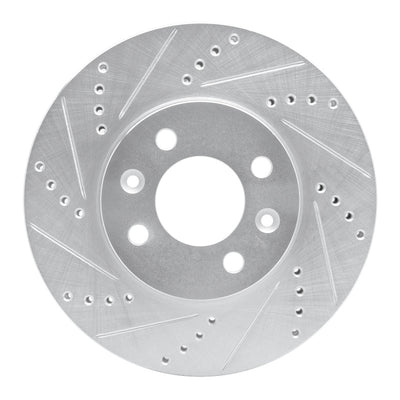 R1 88-98 Saab 9000 Front Left Drilled & Slotted Silver Brake Rotor
