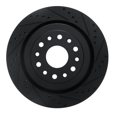 R1 19-25 Ram 1500 Rear Right Drilled & Slotted Black Brake Rotor