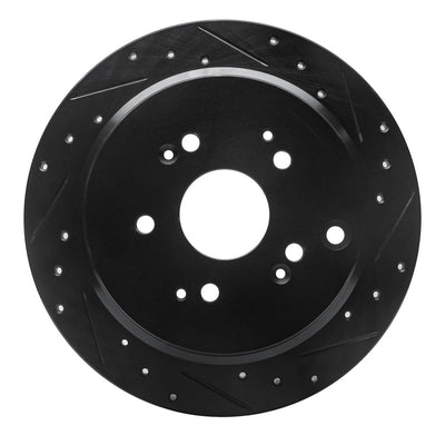 R1 02-04 Honda Odyssey Rear Right Drilled & Slotted Black Brake Rotor