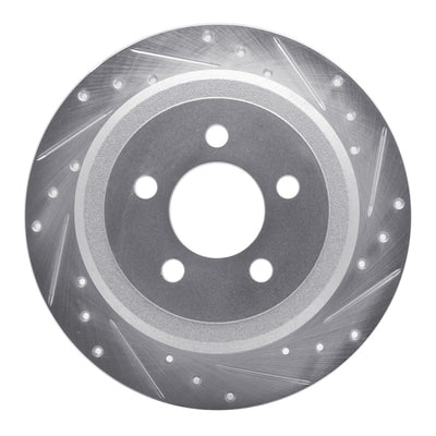 R1 07-12 Dodge Nitro Rear Left Drilled & Slotted Silver Brake Rotor