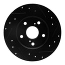 R1 08-18 Pontiac Vibe Rear Left Drilled & Slotted Black Brake Rotor