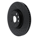 R1 11-25 Lexus IS200T Right Front Drilled & Slotted Black Brake Rotor
