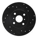 R1 87-89 Toyota MR2 Rear Right Drilled & Slotted Black Brake Rotor