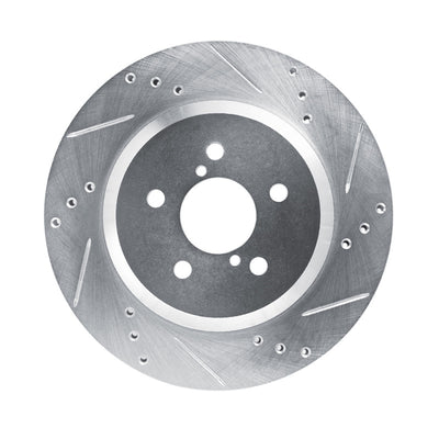 R1 19-23 Subaru Crosstrek Rear Right Drilled & Slotted Silver Brake Rotor