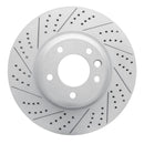 R1 03-15 Audi Q7 Left Front Drilled & Slotted Geo-Carbon Rotor