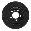 R1 05-08 BMW 760I Rear Left Drilled & Slotted Black Brake Rotor