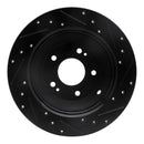 R1 10-21 Hyundai Santa Fe Rear Left Drilled & Slotted Black Brake Rotor