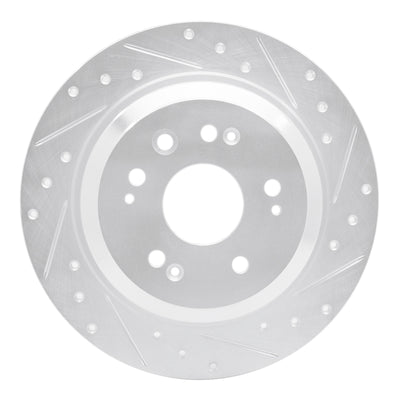 R1 10-15 Honda Crosstour Rear Right Drilled & Slotted Silver Brake Rotor