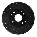 R1 95-98 Acura TL Rear Left Drilled & Slotted Black Brake Rotor