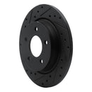 R1 04-13 Mazda 3 Rear Left Drilled & Slotted Black Brake Rotor