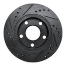 R1 00-02 Audi S4 Rear Right Drilled & Slotted Black Brake Rotor