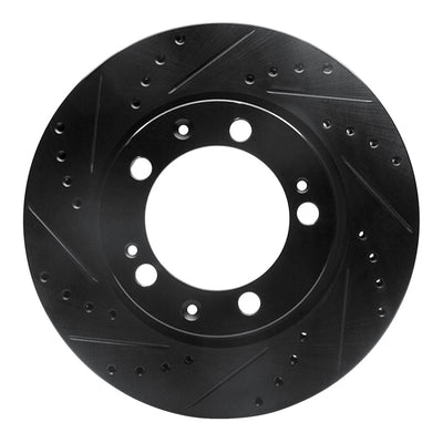 R1 86-91 Porsche 928 Right Front Drilled & Slotted Black Brake Rotor