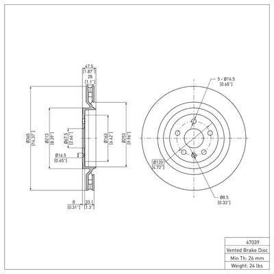 R1 09-15 Cadillac CTS Front & Rear Brake Rotor Set