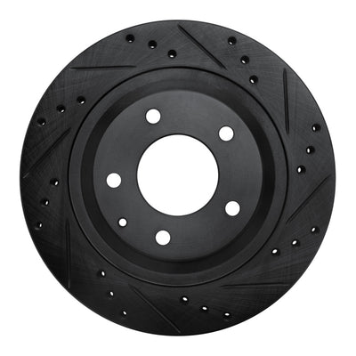 R1 93-95 Mazda RX-7 Rear Right Drilled & Slotted Black Brake Rotor