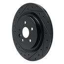 R1 2020-2025 Lexus RX350 Rear Left Drilled & Slotted Black Brake Rotor