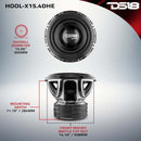 DS18 Hooligan High Excursion Subwoofer 15in 4000 Watts RMS 4 ohm DVC