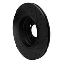 R1 02-05 BMW 760LI Rear Left Drilled & Slotted Black Brake Rotor