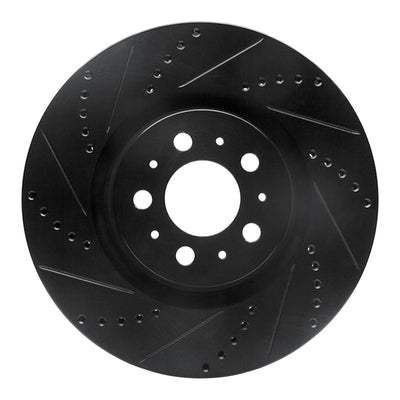 R1 04-07 Volvo S60 Front Left Drilled & Slotted Black Brake Rotor