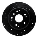 R1 99-11 Acura TL Rear Drilled & Slotted Black Brake Rotor Set