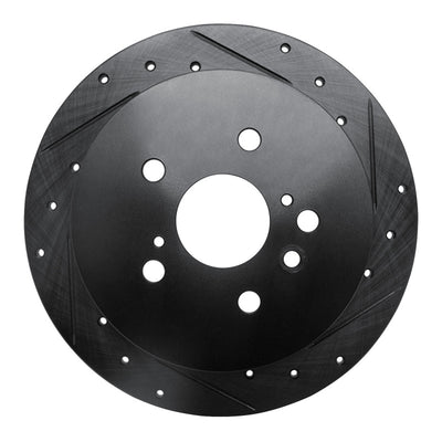 R1 09-15 Toyota Venza Rear Right Drilled & Slotted Black Brake Rotor