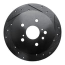 R1 09-15 Toyota Venza Rear Right Drilled & Slotted Black Brake Rotor