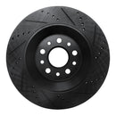 R1 17-24 Maserati LeVante Rear Left Drilled & Slotted Black Brake Rotor