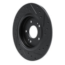 R1 -25 Hyundai Palisade Rear Left Drilled & Slotted Black Brake Rotor