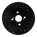R1 12-18 Toyota Yaris (USA/Canada) Rear Left Drilled & Slotted Black Brake Rotor