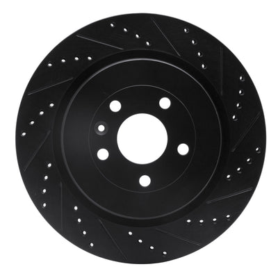 R1 13-19 Ford Flex Rear Right Drilled & Slotted Black Brake Rotor