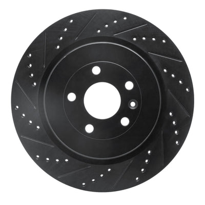 R1 13-19 Ford Police Interceptor Sedan Rear Left Drilled & Slotted Black Brake Rotor