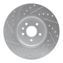 R1 17-20 Jaguar XF Front Right Drilled & Slotted Silver Brake Rotor