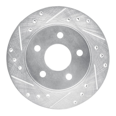 R1 93-98 Ford Thunderbird Rear Left Drilled & Slotted Silver Brake Rotor