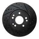 R1 90-95 Mercedes-Benz 300CE Front Right Drilled & Slotted Black Brake Rotor