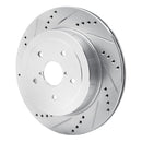 R1 05-07 Subaru Impreza Rear Left Drilled & Slotted Silver Brake Rotor