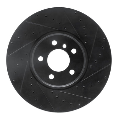 R1 08-19 BMW X5 Front Right Drilled & Slotted Black Brake Rotor