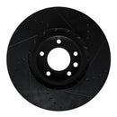 R1 11-18 Porsche Cayenne Right Front Drilled & Slotted Black Brake Rotor