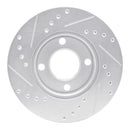 R1 84-87 Audi Coupe Front Right Drilled & Slotted Silver Brake Rotor