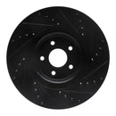 R1 14-18 Ford Focus ST Front Left Drilled & Slotted Black Brake Rotor